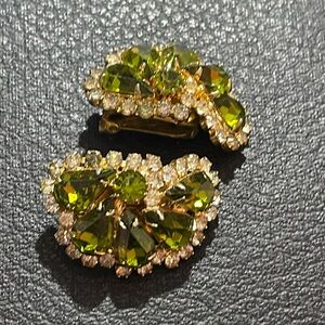 Vintage Hobe green clip on earrings